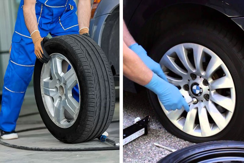 Tyre change and flat tyre change Tyre change and flat tyre change